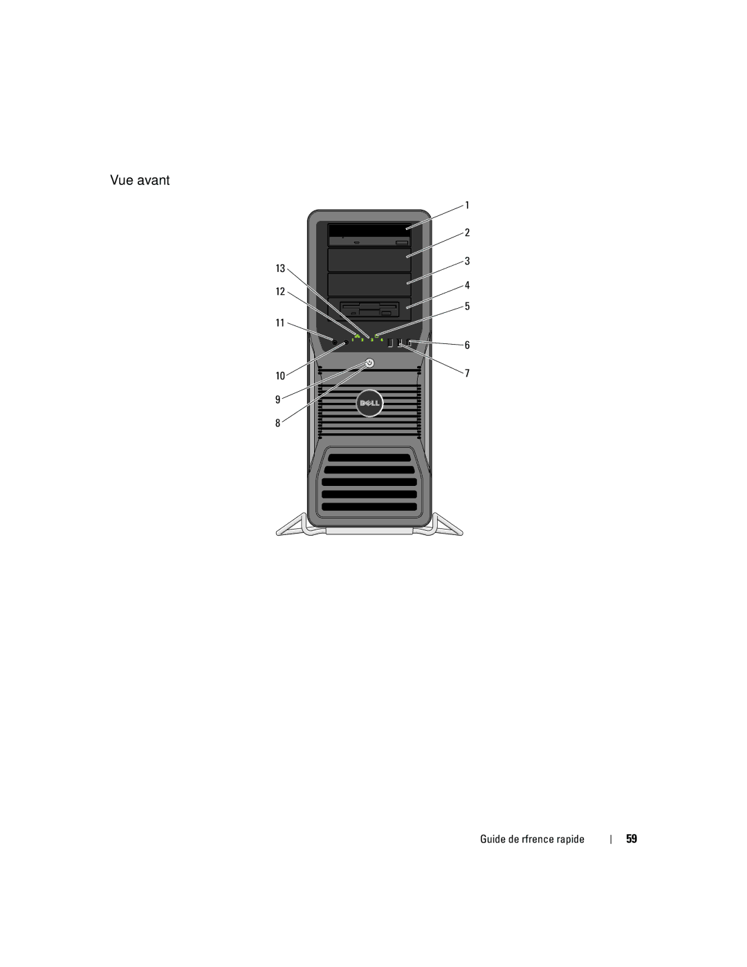 Dell ND218 manual Vue avant 