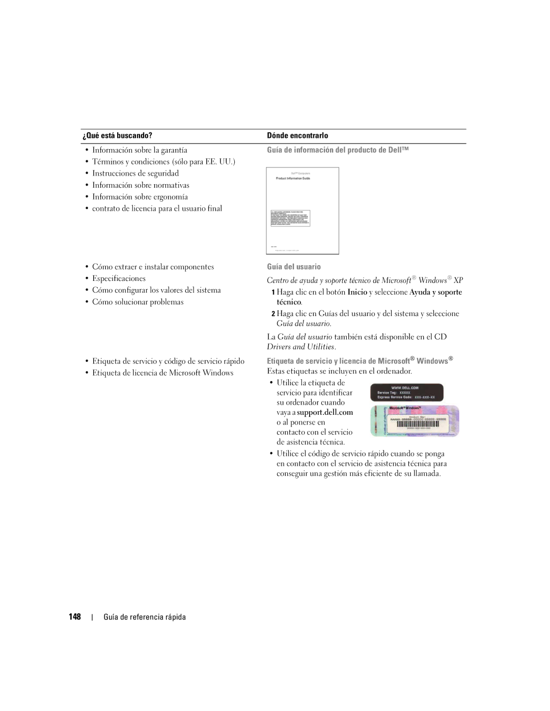 Dell ND224 manual 148, Guía de información del producto de Dell, Guía del usuario 