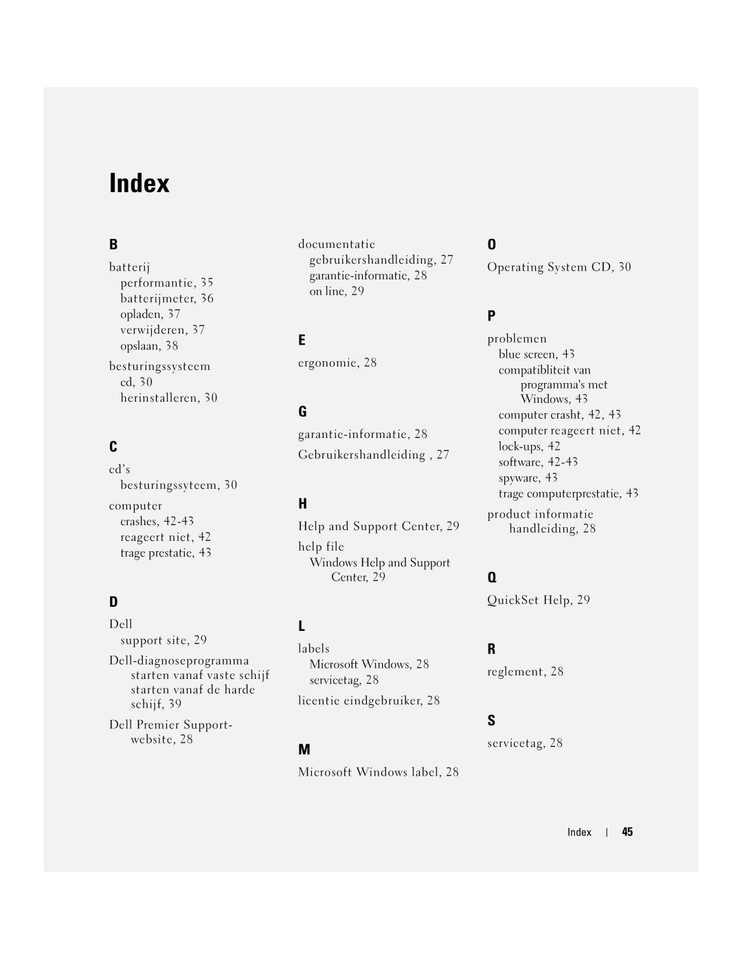 Dell ND492 manual Index 