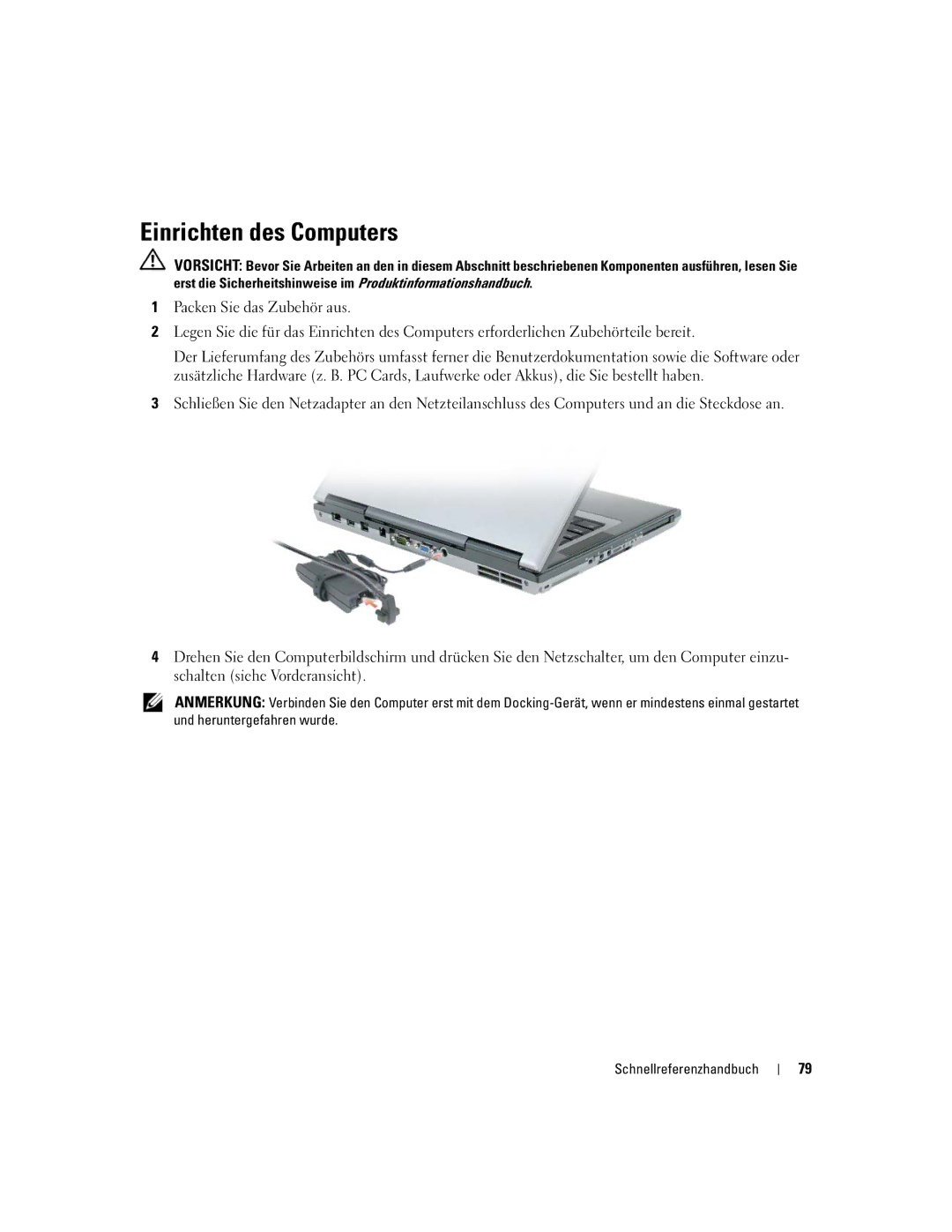 Dell ND492 manual Einrichten des Computers 