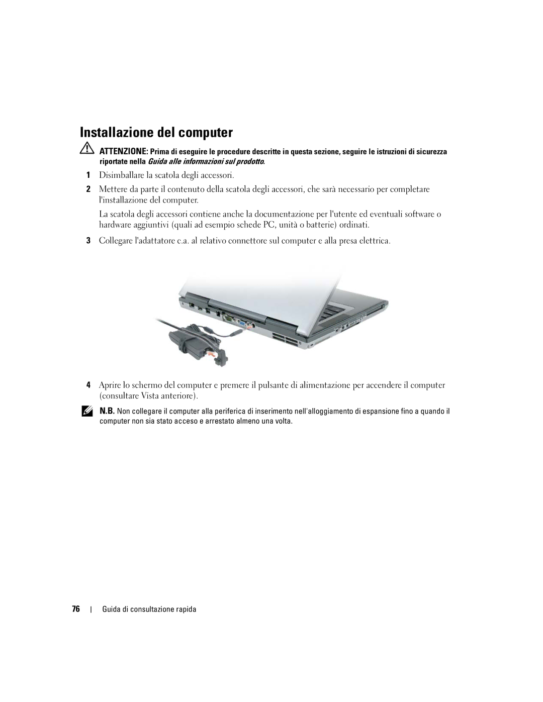 Dell ND660 manual Installazione del computer 