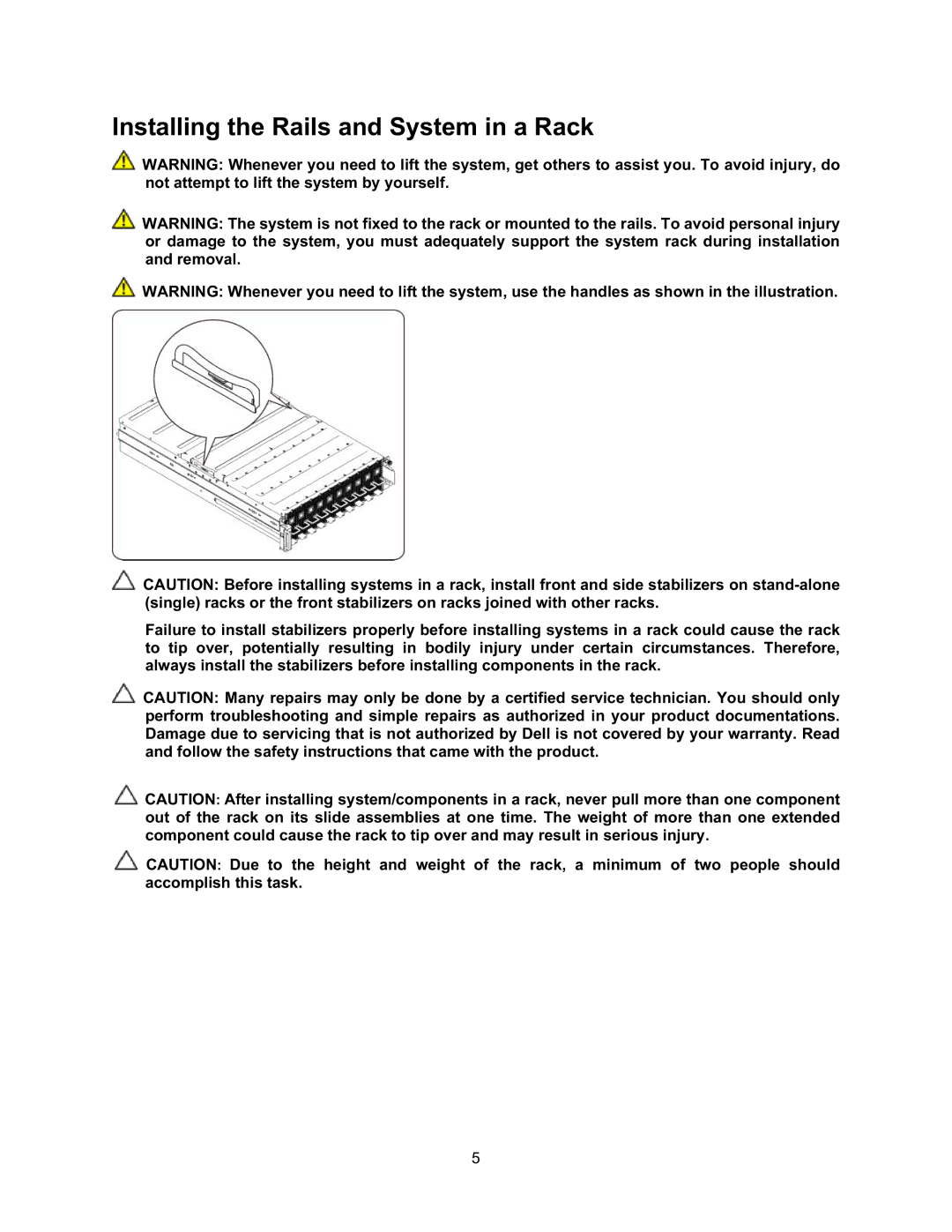 Dell NF0DD manual Installing the Rails and System in a Rack 