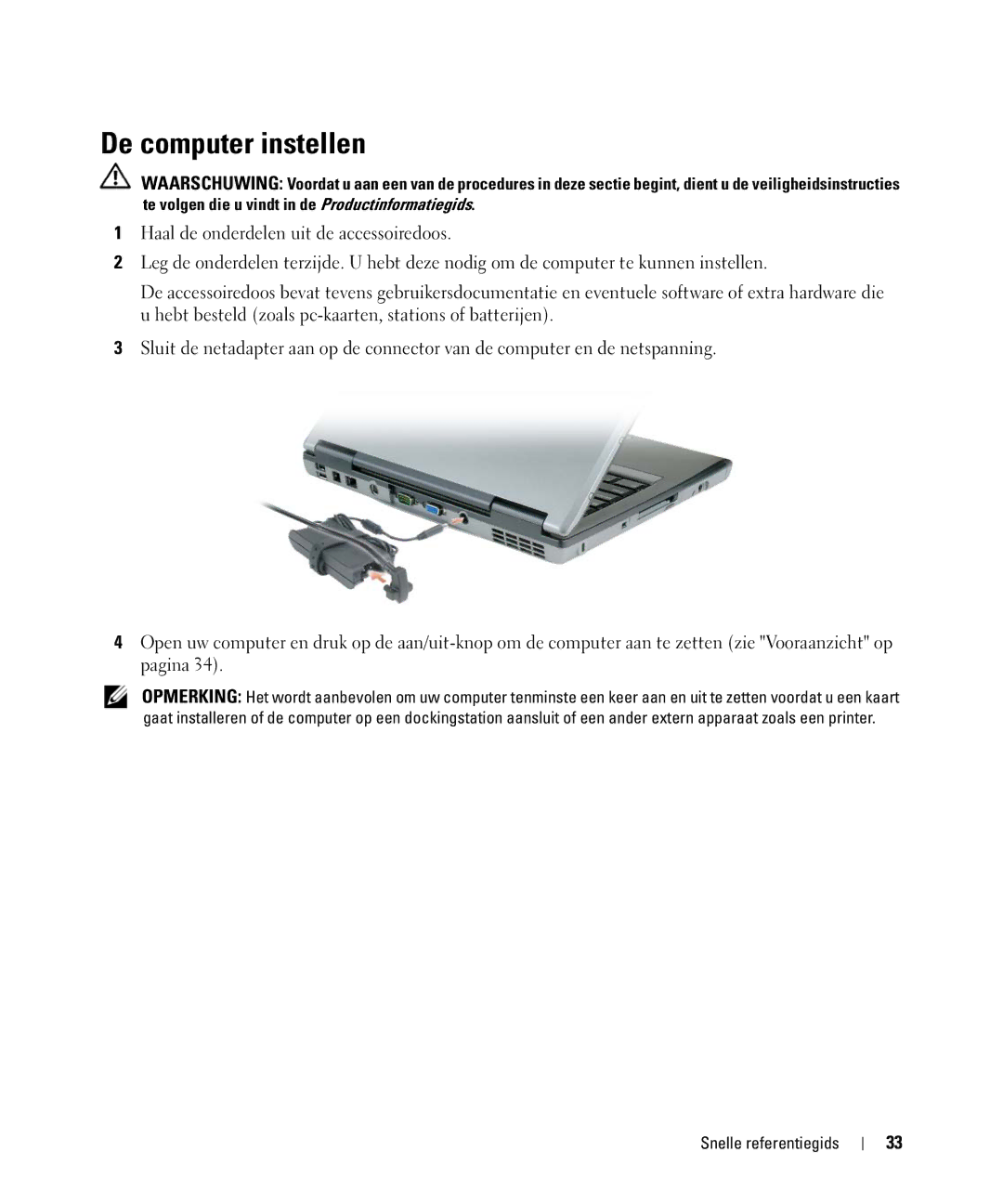 Dell NF161 manual De computer instellen 