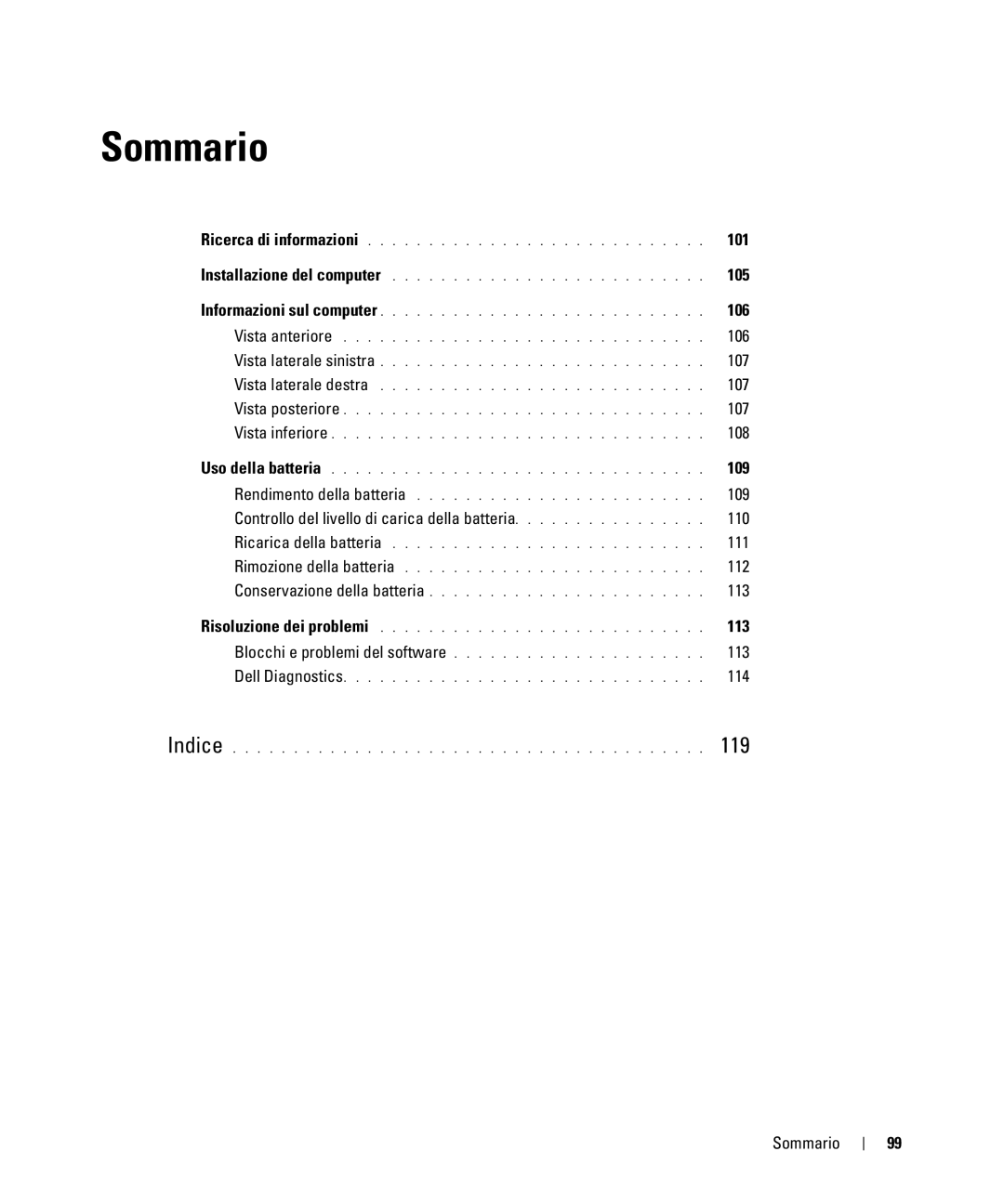 Dell NF161 manual 101, 105, 106, 109, 113 