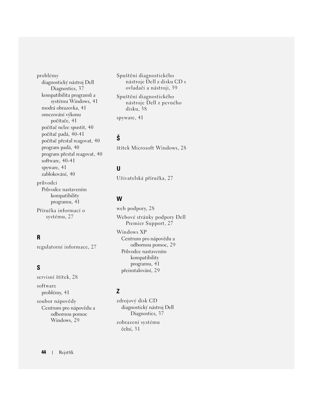 Dell NH424 manual Rejstřík 