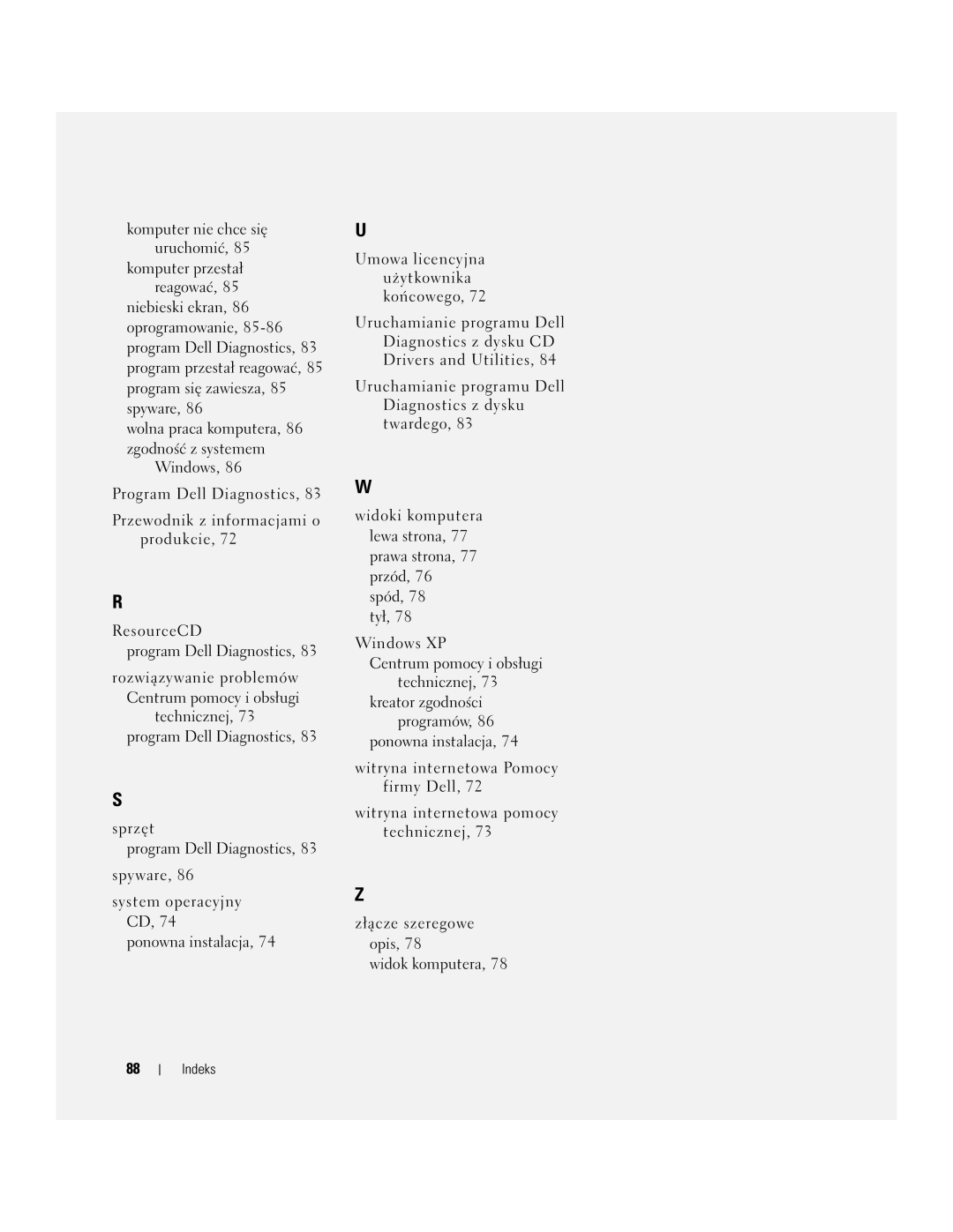 Dell NH424 manual Indeks 