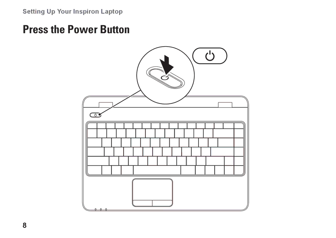 Dell N3010, NHPXD, P10S setup guide Press the Power Button 