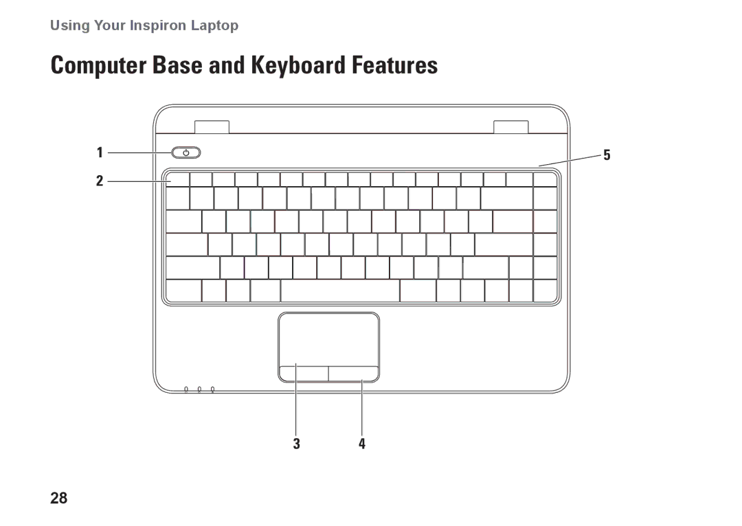 Dell NHPXD, N3010, P10S setup guide Computer Base and Keyboard Features 