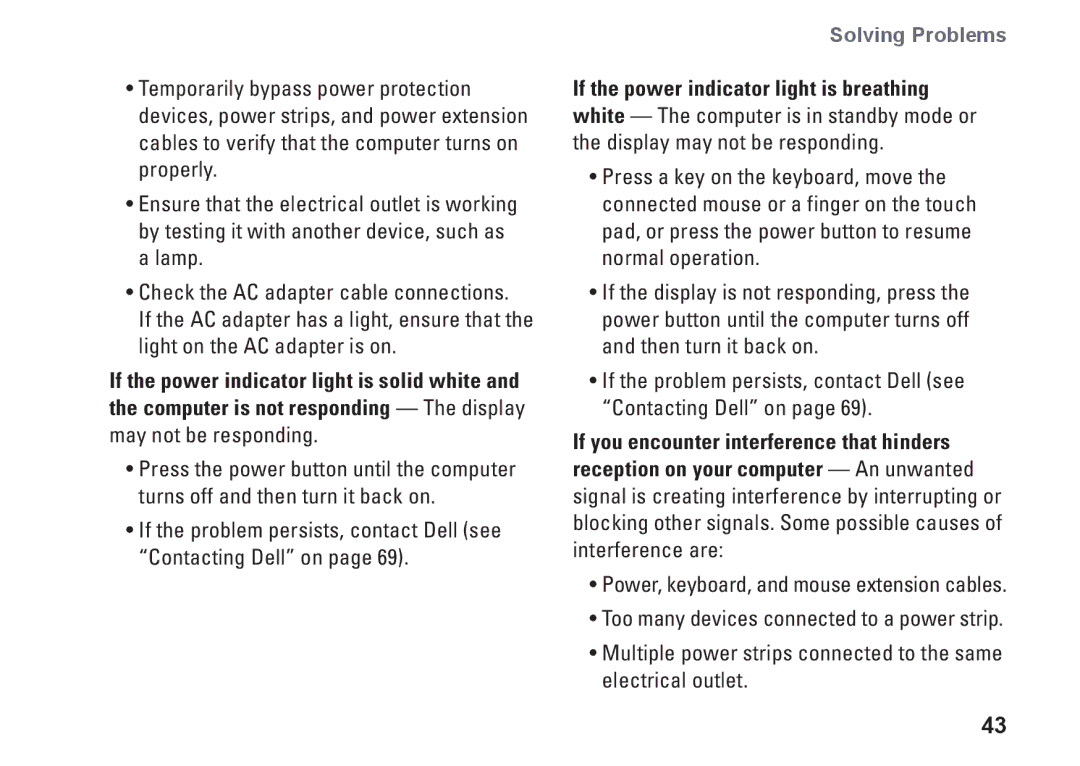 Dell NHPXD, N3010, P10S setup guide If the problem persists, contact Dell see Contacting Dell on 