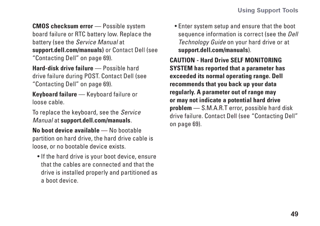 Dell NHPXD, N3010, P10S setup guide Using Support Tools 