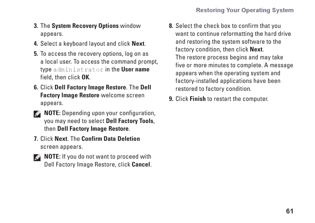 Dell NHPXD, N3010, P10S setup guide System Recovery Options window appears 