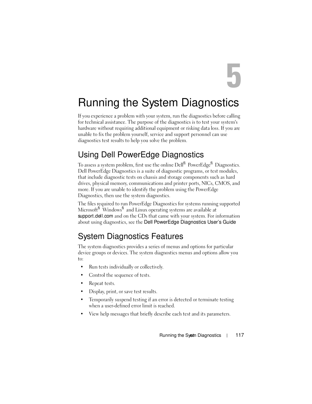 Dell NM176 owner manual Using Dell PowerEdge Diagnostics, System Diagnostics Features 