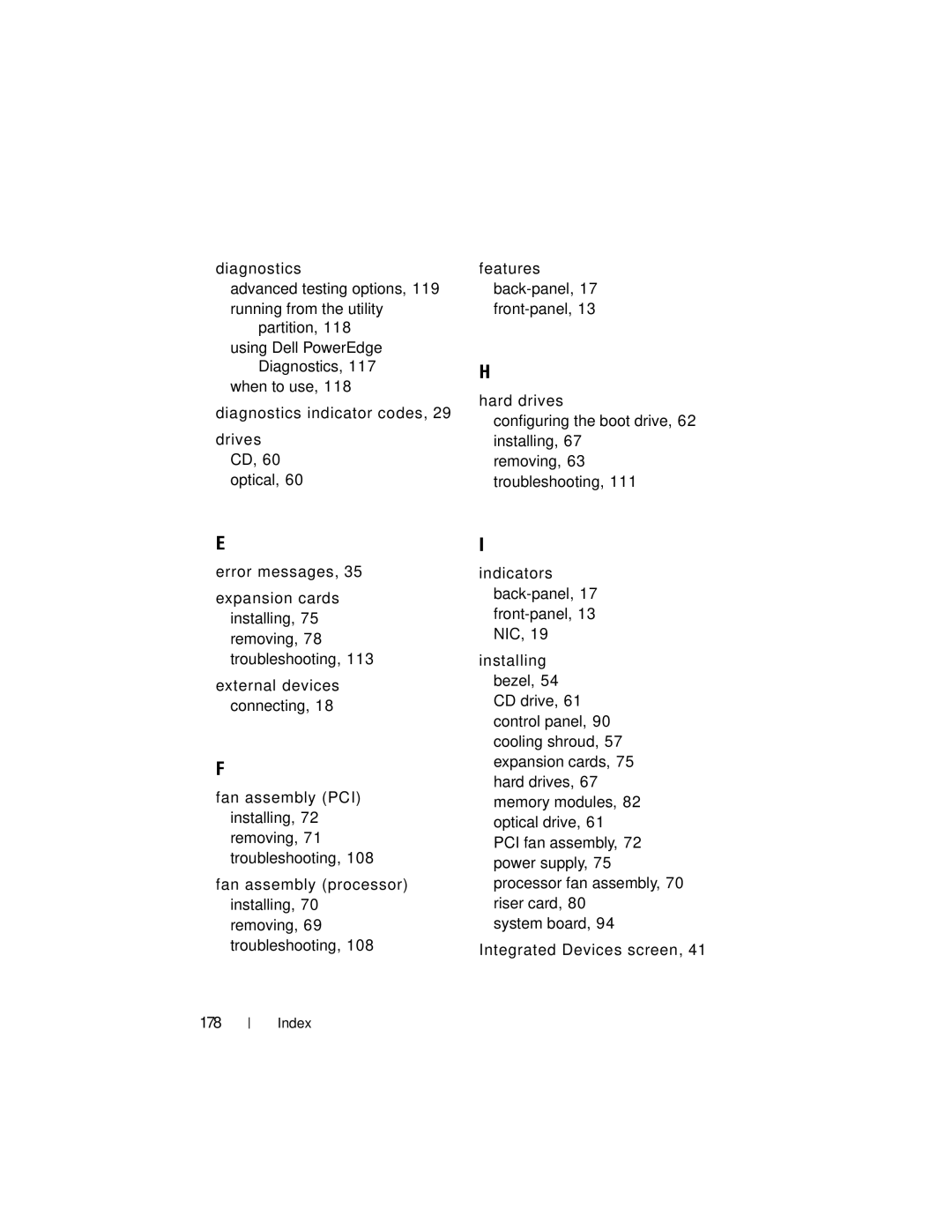 Dell NM176 owner manual Partition, 118 using Dell PowerEdge 