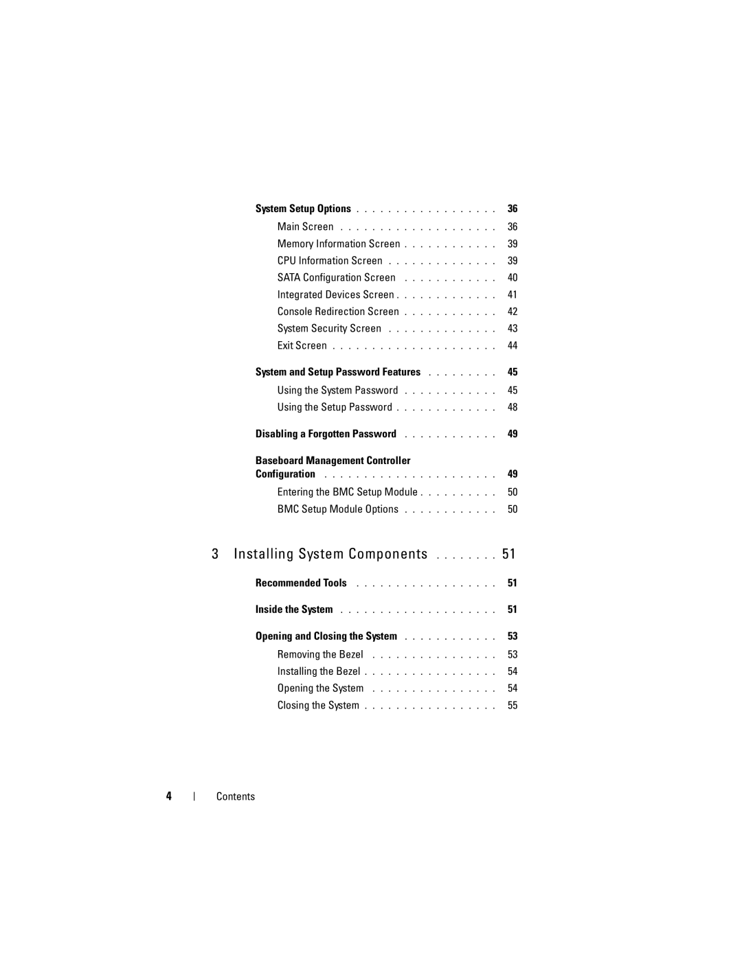 Dell NM176 owner manual Memory Information Screen, Entering the BMC Setup Module BMC Setup Module Options 