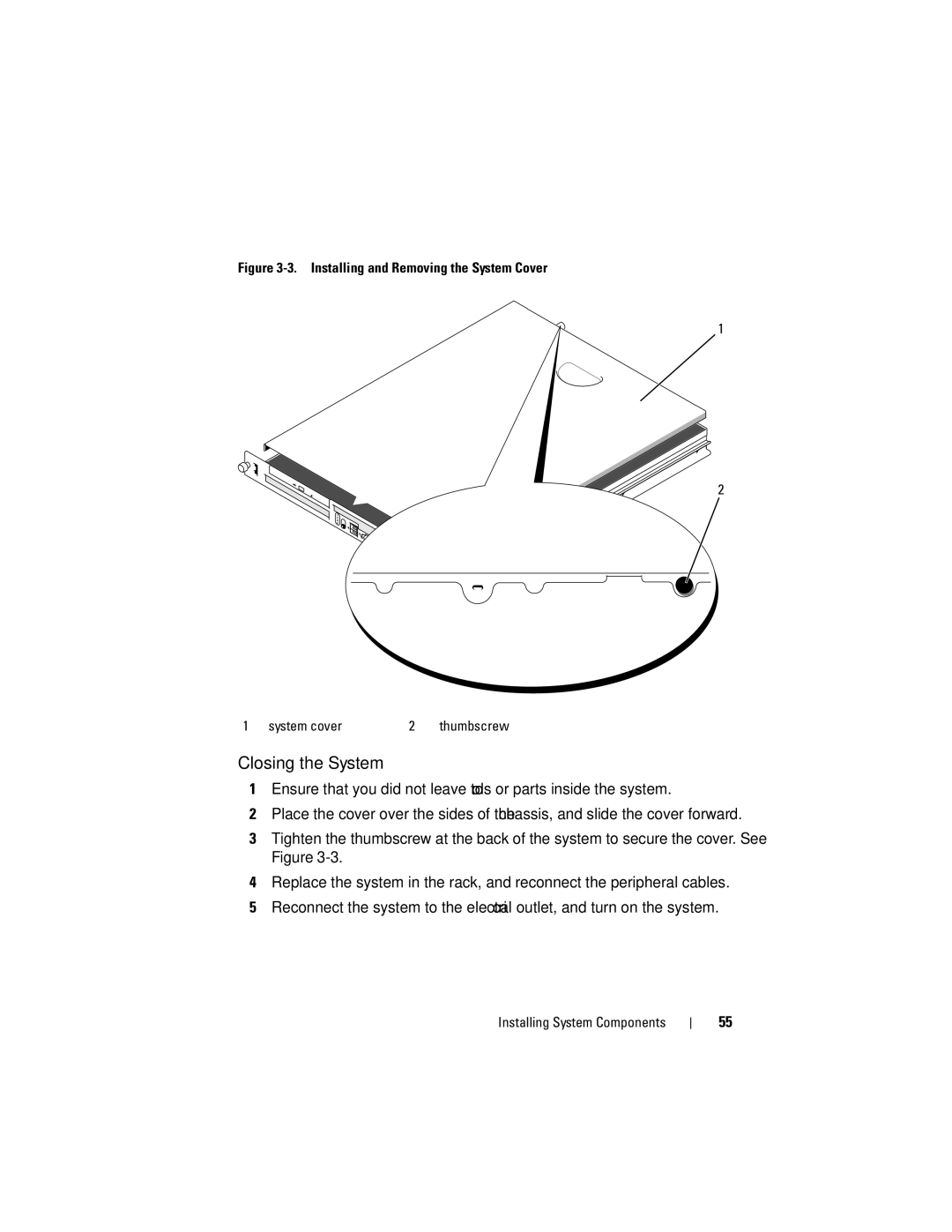 Dell NM176 owner manual Not leave tools or parts inside the system, Cover Thumbscrew 