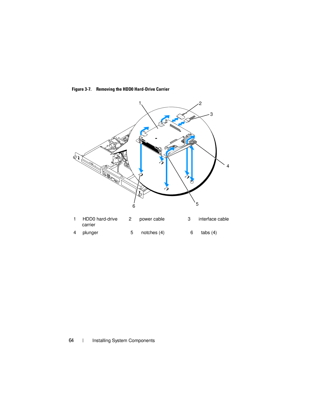 Dell NM176 owner manual Carrier Plunger Notches Tabs Installing System Components 