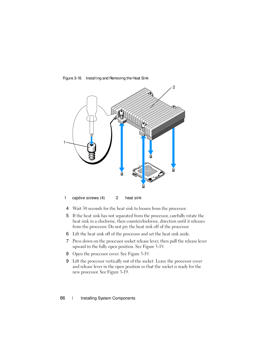 Dell NM176 owner manual Wait If the heat sink has Rotate Heat sink in a, Installing 