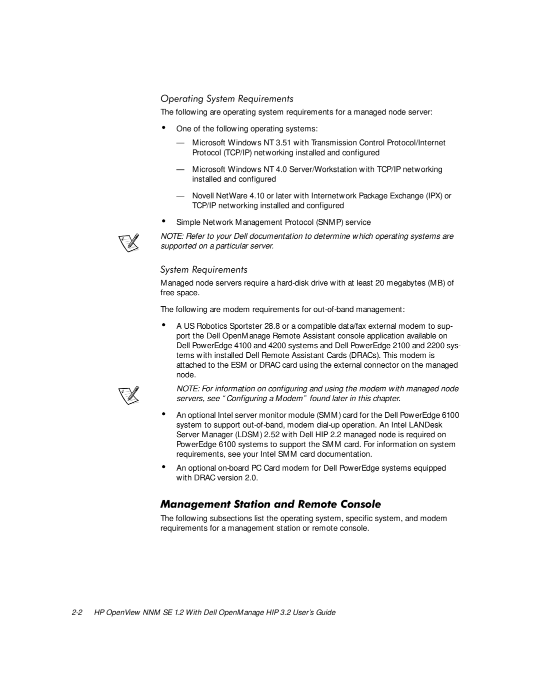 Dell NNM SE 1.2 manual 0DQDJHPHQW6WDWLRQDQG5HPRWH&RQVROH, 2SHUDWLQJ6\VWHP5HTXLUHPHQWV 