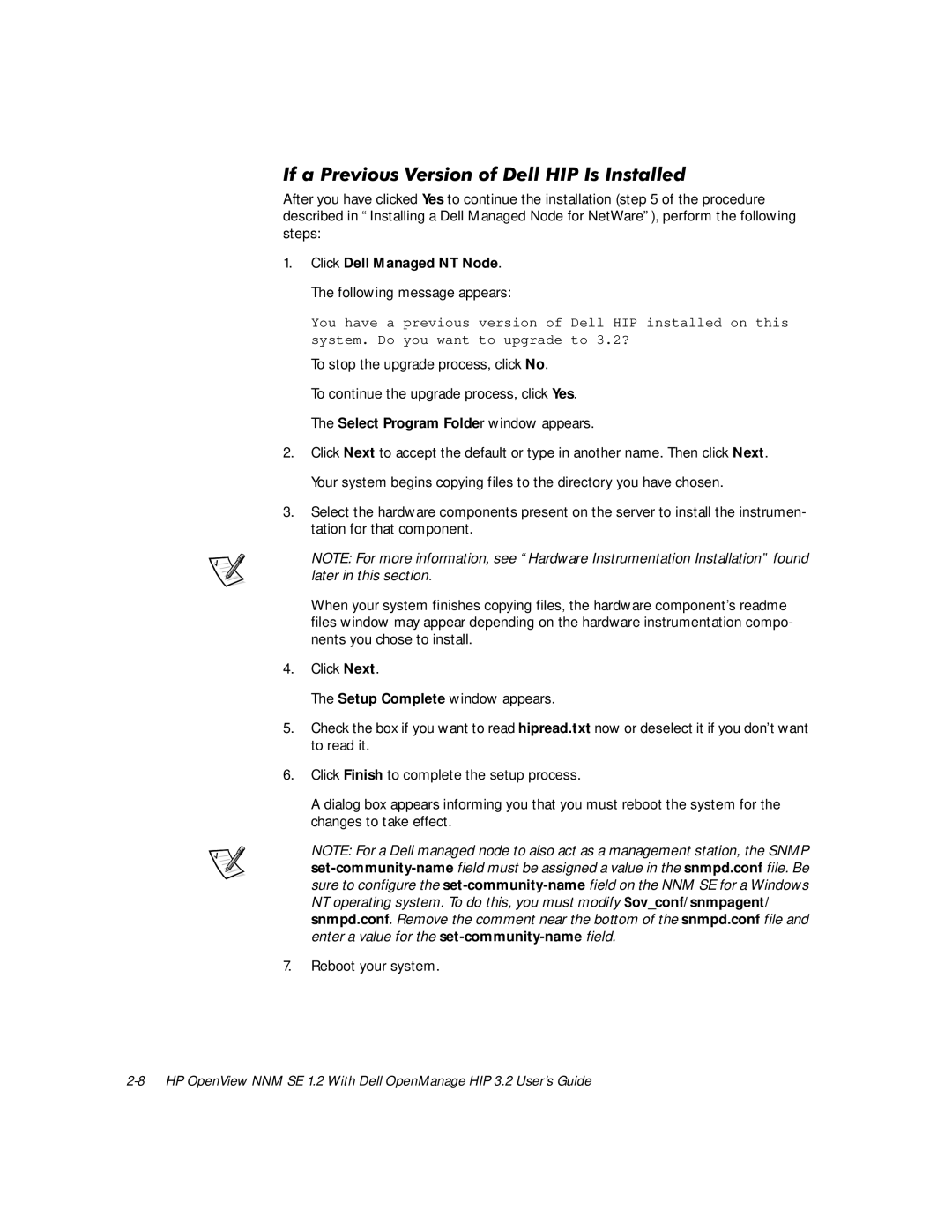 Dell NNM SE 1.2 manual ID3UHYLRXV9HUVLRQRIHOO+,3,V,QVWDOOHG 