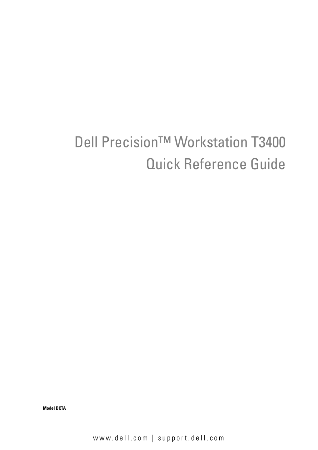 Dell NT505 manual Dell Precision Workstation T3400 Quick Reference Guide 