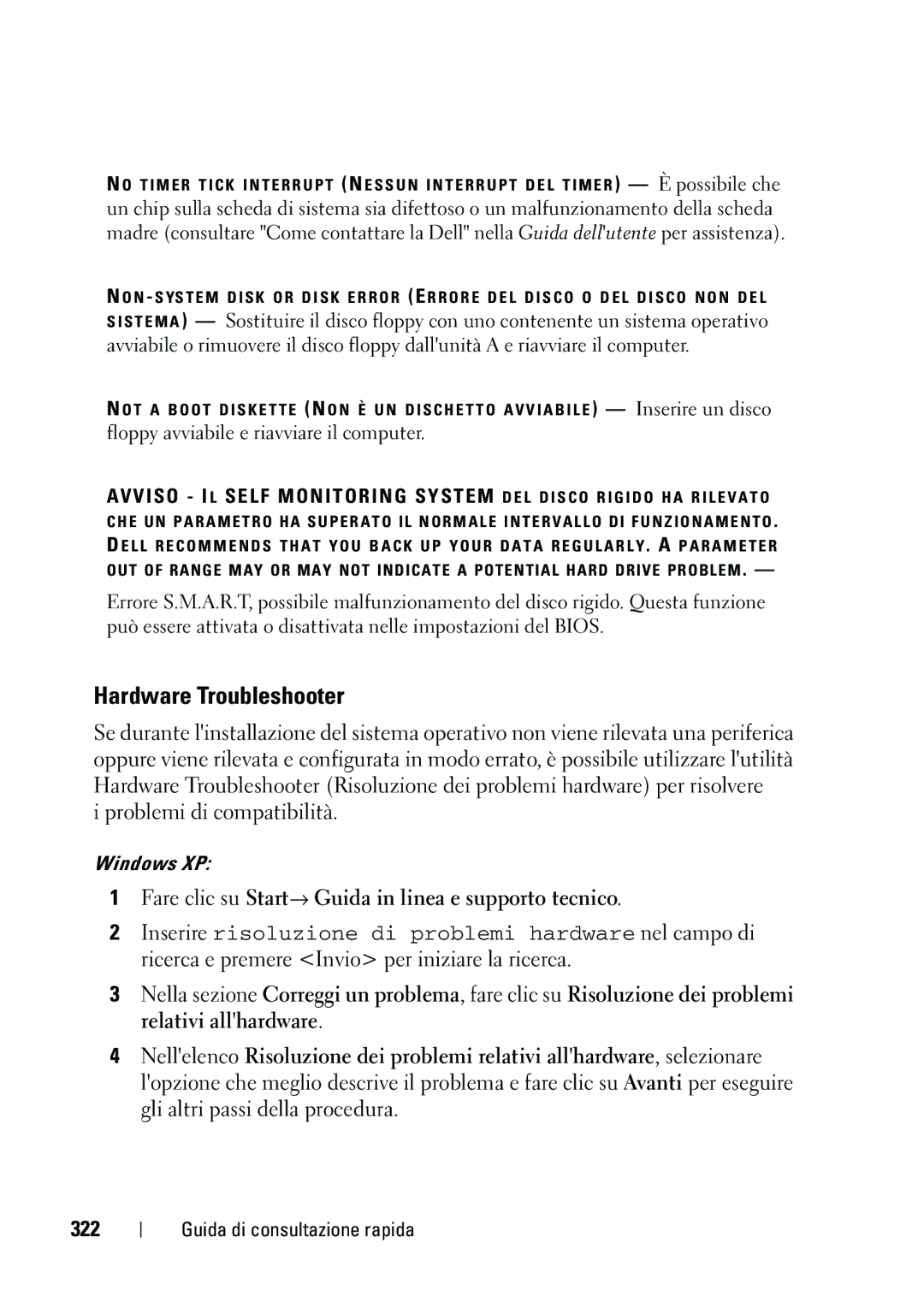 Dell NT505 manual 322, Floppy avviabile e riavviare il computer 