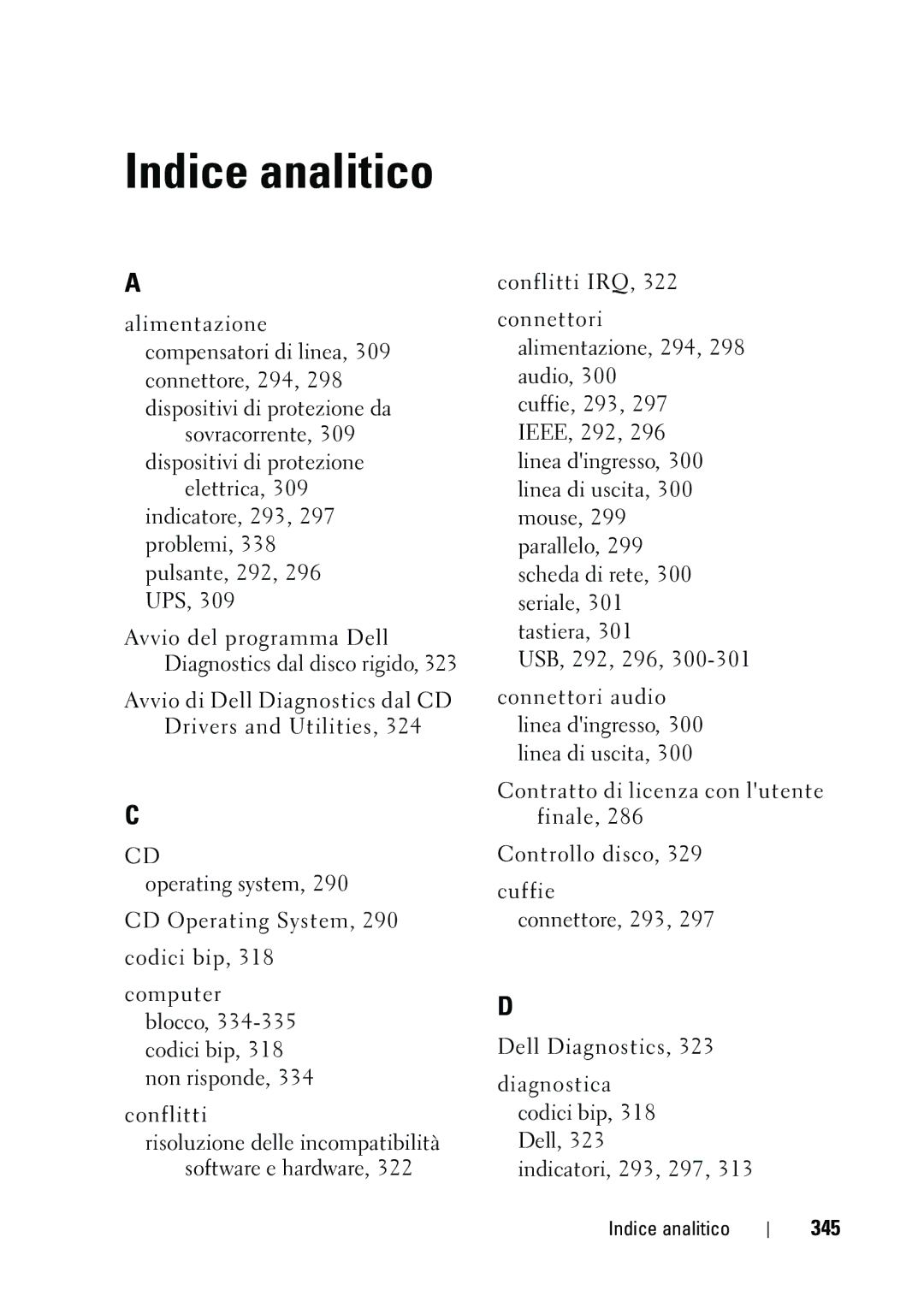 Dell NT505 manual 345, Indice analitico 