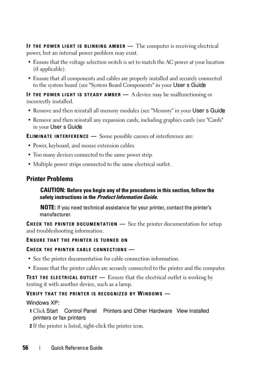 Dell NT505 manual Printer Problems, If the printer is listed, right-click the printer icon 