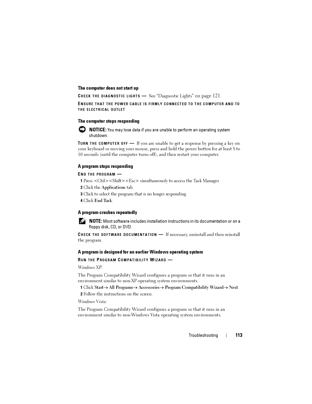 Dell NX046 Computer does not start up, Computer stops responding, Program stops responding, Program crashes repeatedly 