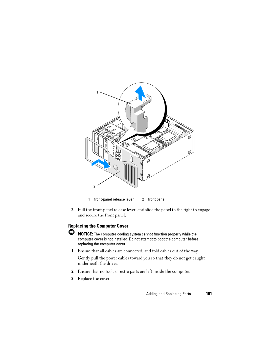 Dell NX046 manual Replacing the Computer Cover, 161 