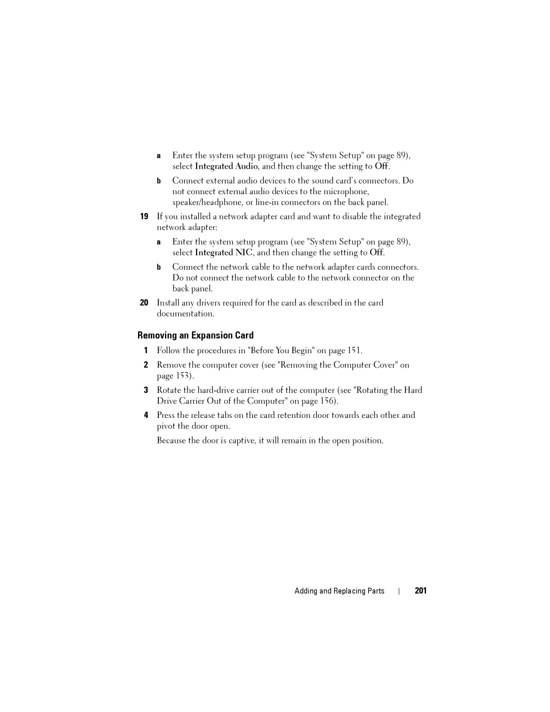 Dell NX046 manual Removing an Expansion Card, 201 