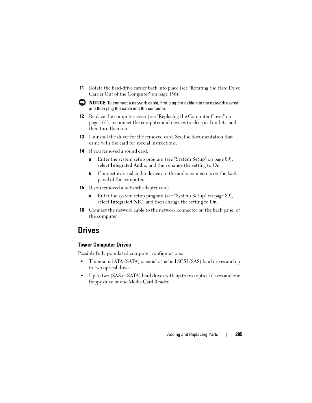 Dell NX046 manual Tower Computer Drives, 205 