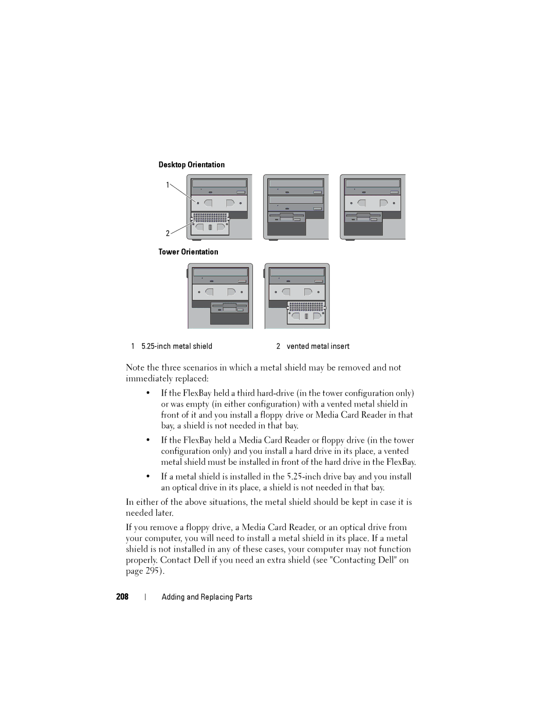 Dell NX046 manual 208, Desktop Orientation Tower Orientation 