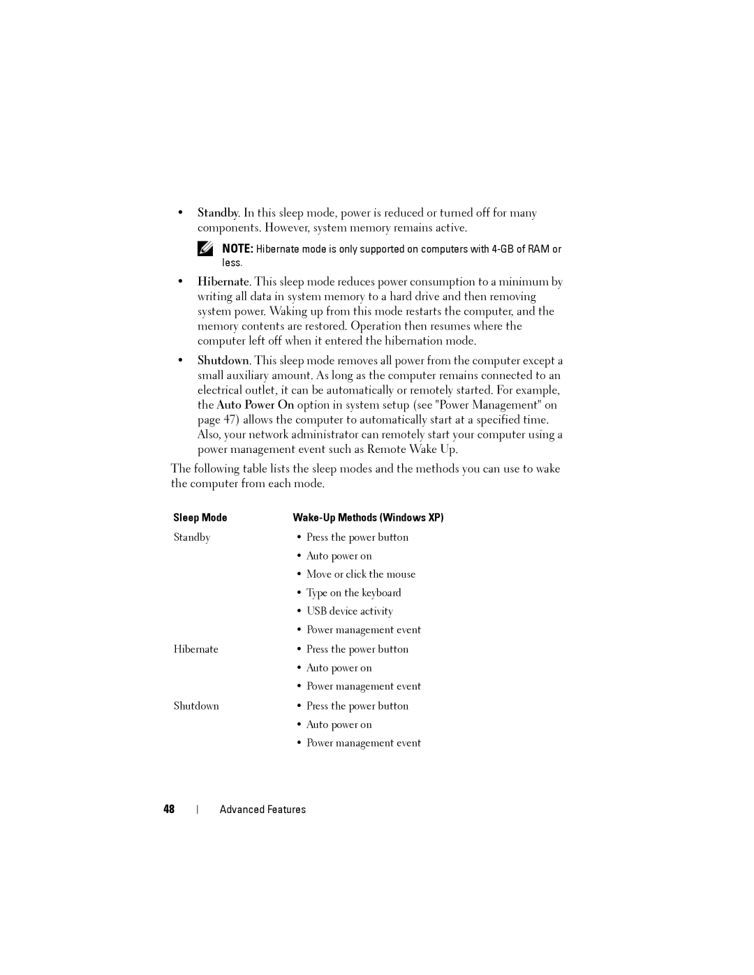 Dell NX046 manual Sleep Mode 