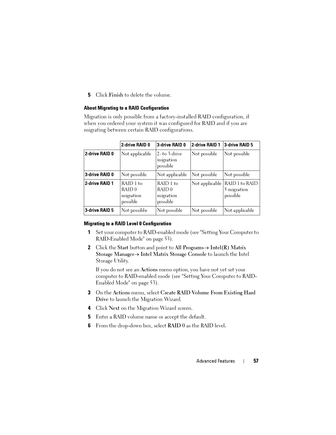 Dell NX046 manual About Migrating to a RAID Configuration, Migrating to a RAID Level 0 Configuration, Drive RAID 