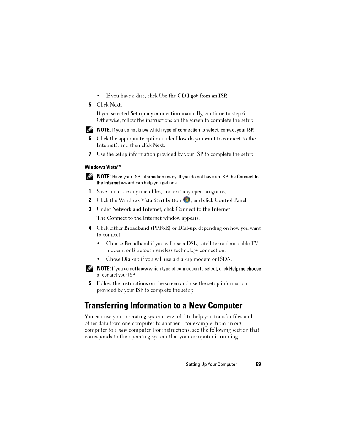 Dell NX046 manual Transferring Information to a New Computer, Windows Vista 