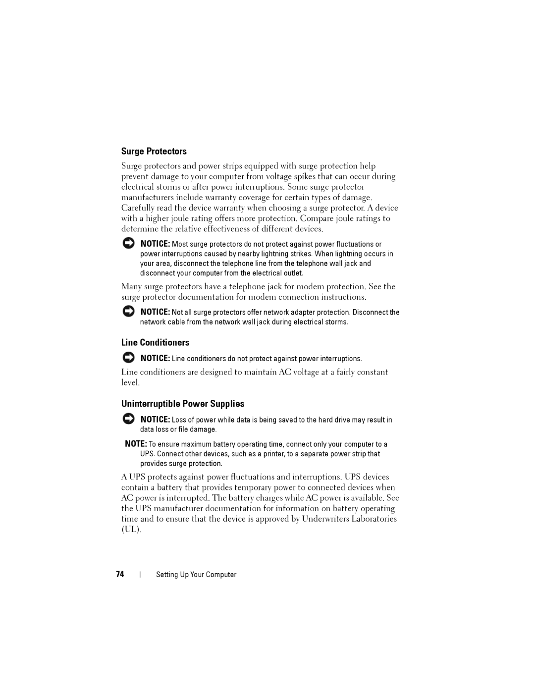 Dell NX046 manual Surge Protectors, Line Conditioners, Uninterruptible Power Supplies 