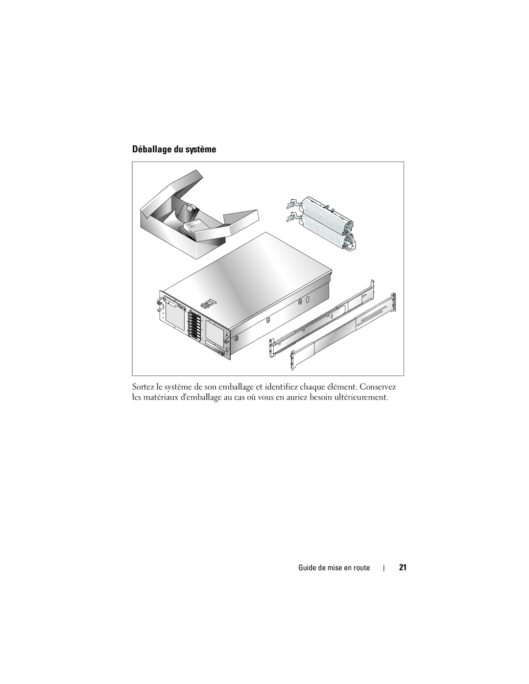 Dell NX182 manual Déballage du système 