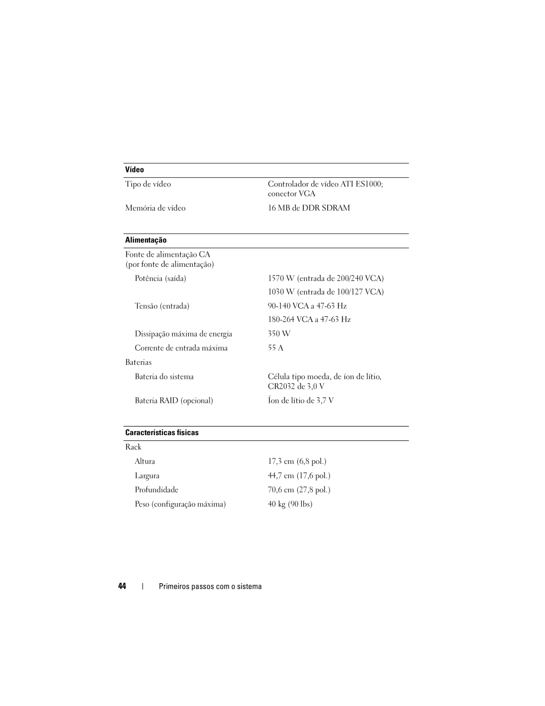 Dell NX182 manual Entrada de 200/240 VCA 