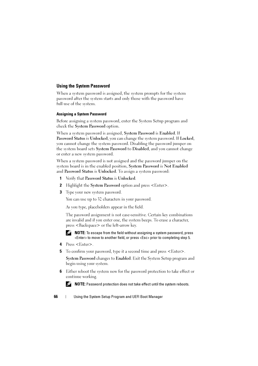 Dell NX200 owner manual Using the System Password, Assigning a System Password 