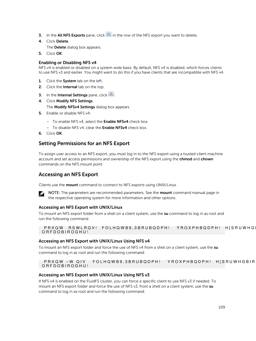 Dell NX3610, NX3500, NX3600 manual Setting Permissions for an NFS Export, Accessing an NFS Export, Enabling or Disabling NFS 