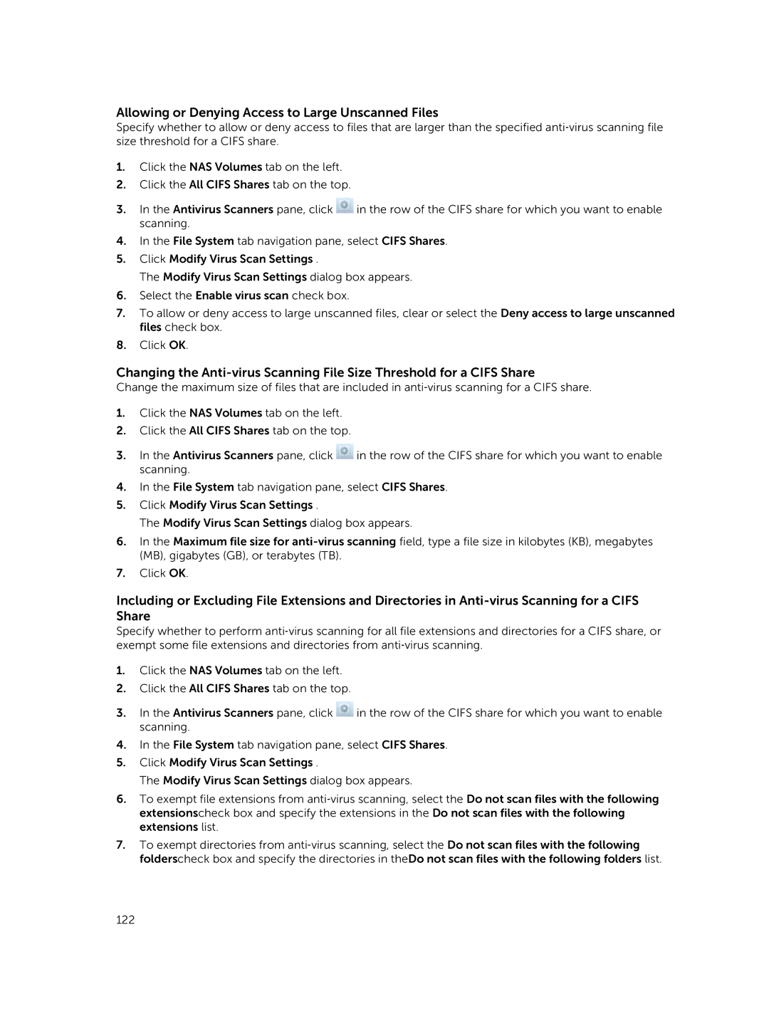 Dell NX3600, NX3500, NX3610 manual Allowing or Denying Access to Large Unscanned Files 