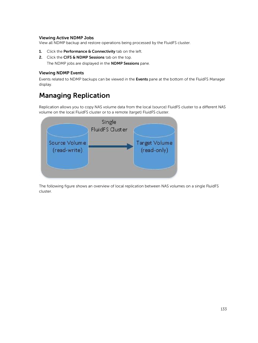 Dell NX3610, NX3500, NX3600 manual Managing Replication, Viewing Active Ndmp Jobs, Viewing Ndmp Events 