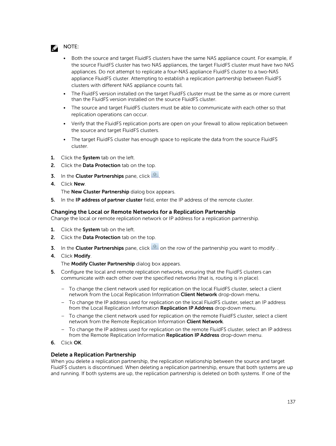 Dell NX3600, NX3500, NX3610 manual Delete a Replication Partnership 