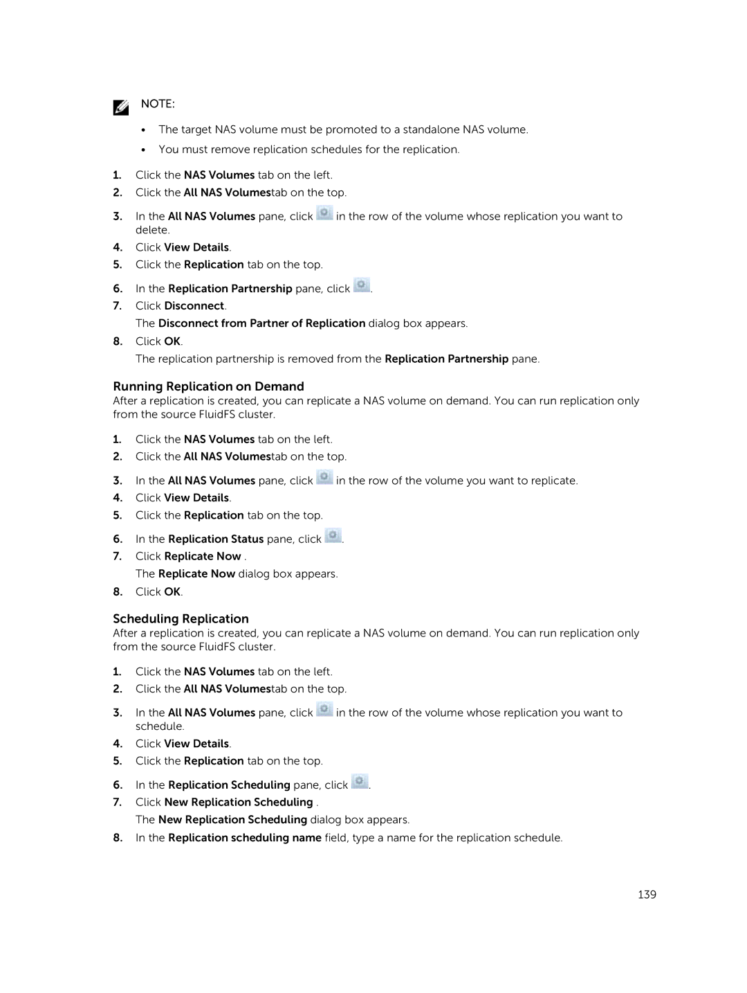 Dell NX3610, NX3500, NX3600 manual Running Replication on Demand, Scheduling Replication 