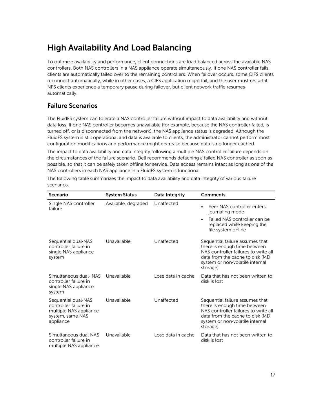 Dell NX3600, NX3500, NX3610 manual High Availability And Load Balancing, Failure Scenarios 