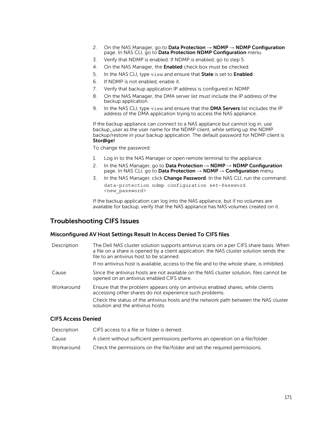 Dell NX3500, NX3610, NX3600 manual Troubleshooting Cifs Issues, Cifs Access Denied 