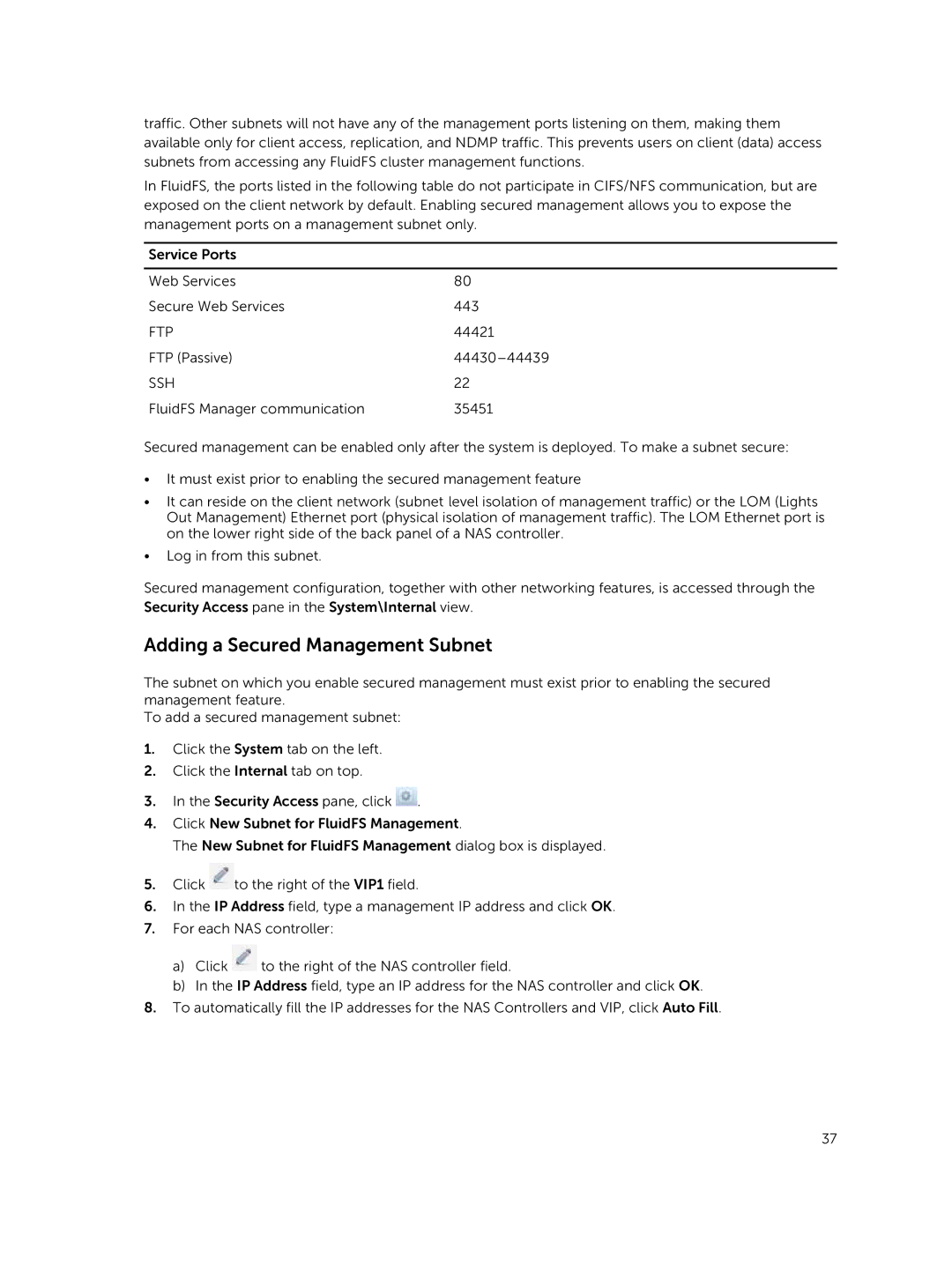 Dell NX3610, NX3500, NX3600 manual Adding a Secured Management Subnet, Ssh 