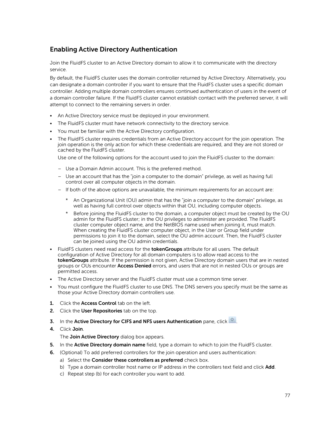 Dell NX3600, NX3500, NX3610 manual Enabling Active Directory Authentication 