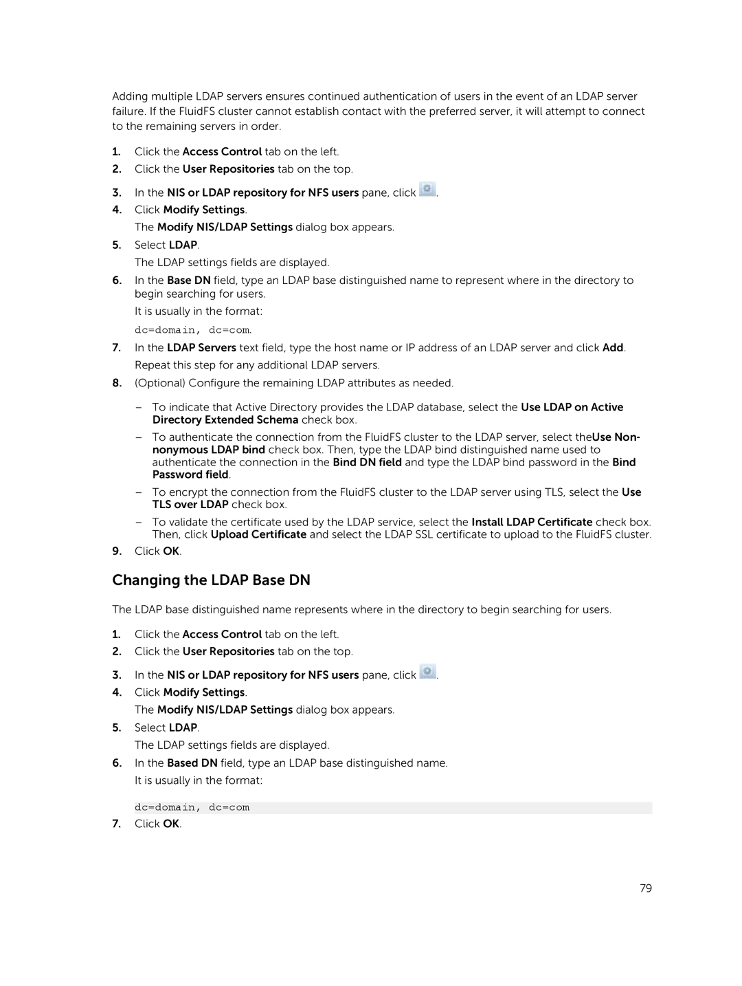 Dell NX3610, NX3500, NX3600 manual Changing the Ldap Base DN 