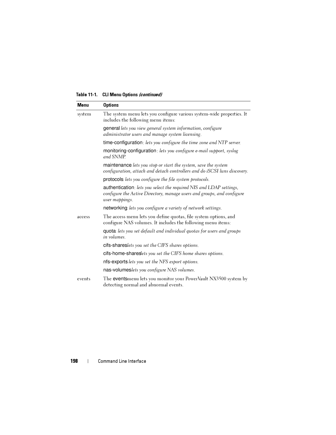 Dell NX3500 manual 198, Networking lets you configure a variety of network settings 